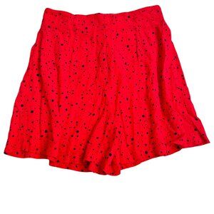 Zara Red Pleated Polka Dot High-Waisted Shorts size small zip button closure